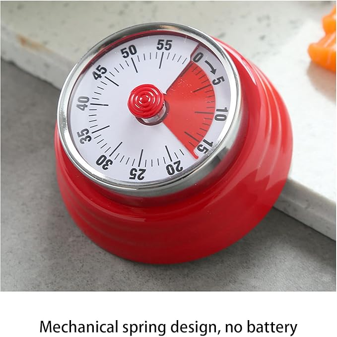 Portable Multifunctional Wall Mount Stainless Steel Classic Retro Magnetic Countdown Reminder for Hair Processing , 70dB Kitchen Timer , Cooking(Red) , 70dB Kitchen Timer , Portable Multifunctional W