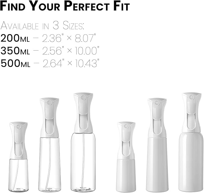 Mistifi HydroMist 500ml – Large Capacity Continuous Fine Mist Spray Bottle for Plants, Gardening, Hair, Cleaning, and Skincare　(500ml 1Pc, White bottle)