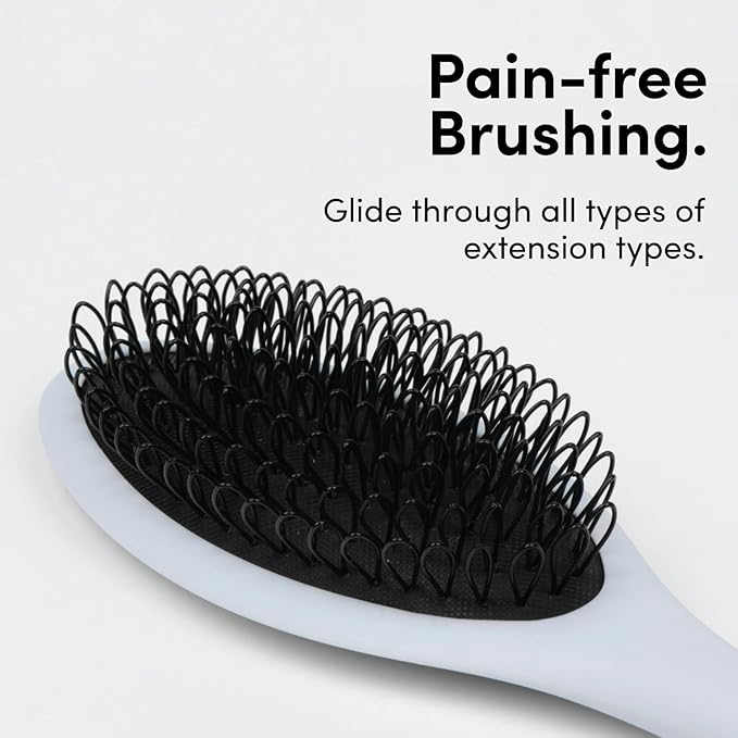 The Hair Shop Light Blue Loop Brush - Salon Professional Grade with Ergonomic Design - Safe Detangler Tool for 100% Remy Human and Synthetic Hair Extensions and Wigs (Light Blue)