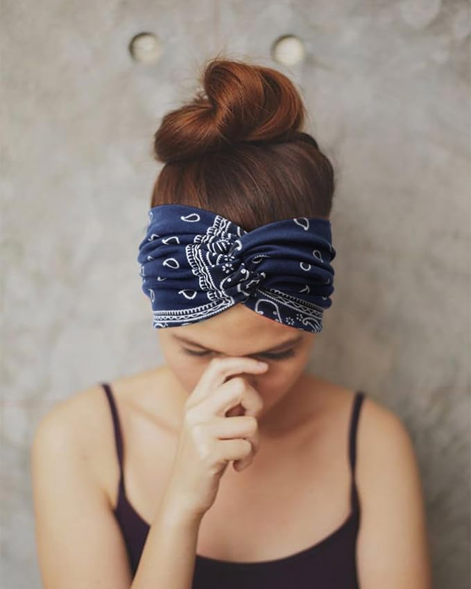 Extra Wide Headbands for Women Large Turban Headband Non Slip Boho Elastic Hairband Hair Twisted Knot Head Bands Accessories