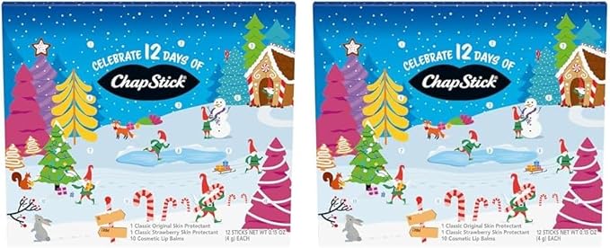 ChapStick 12 Days of Holiday Advent Calendar Lip Balm Gift Set - 0.15 Oz (Pack of 2)