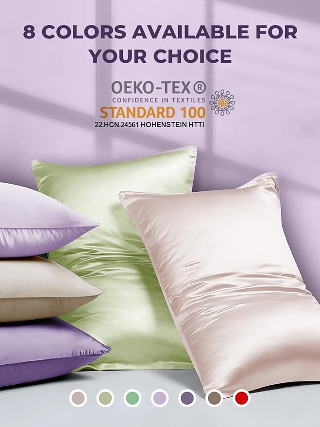 Mulberry Silk Pillowcase for Hair and Skin, SGMSILK 22 Momme Natural Silk Pillow Cases with Zipper, 6A Soft and Smooth Single Sided Pure Silk Pillow Cover (Light Purple, King 20"x36")