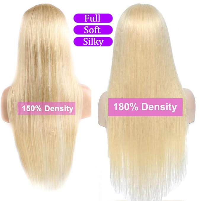 613 13x6 Lace Front Wig Human Hair Pre Plucked Straight Blonde Human Hair Lace Front Wigs 613 HD Lace Frontal Wig Blonde Wigs for Black Women 180% Density 28 Inch