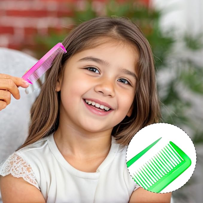 Hair Comb Set - Green, Wide-Tooth, Fine-Tooth, Rat Tail, and Dual Comb for Men and Women