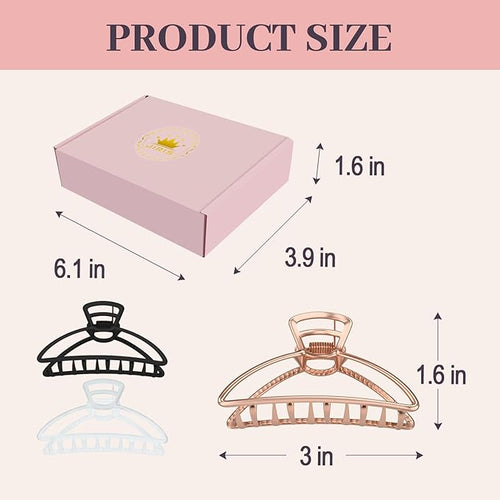 3PCS 3inch Metal Hair Clips,Metal Hair Claw Clips For Women,Hair Catch Barrette Jaw Clamp,Half Bun Hairpins for Everyday Use.(Set2)