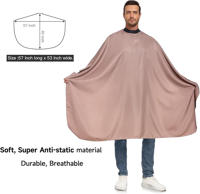 Salon Hair Cutting Cape with Soft Silicon Neck Collar, Professional Anti-static Barber Cape