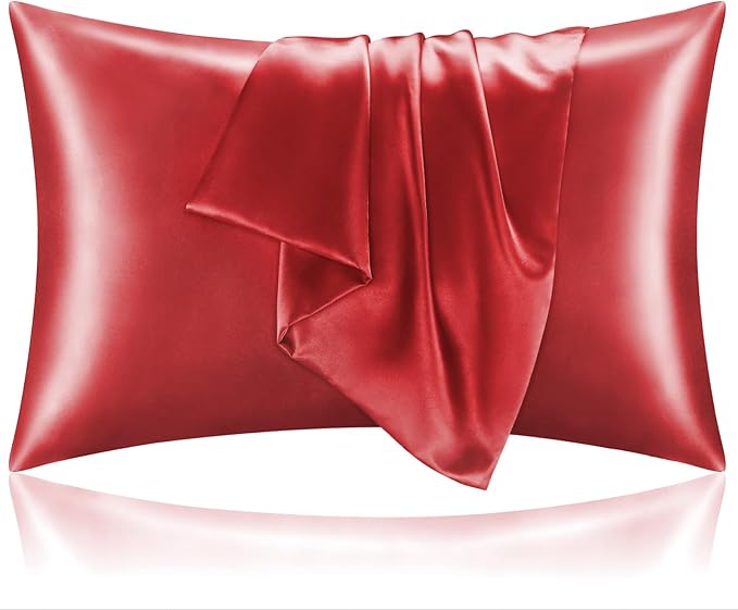 BEDELITE Satin Pillowcase for Hair and Skin, Super Soft and Cooling Similar to Silk Pillow Cases 2 Pack with Envelope Closure, Gift for Women Men(20"x36" King Size, Baked Apple)