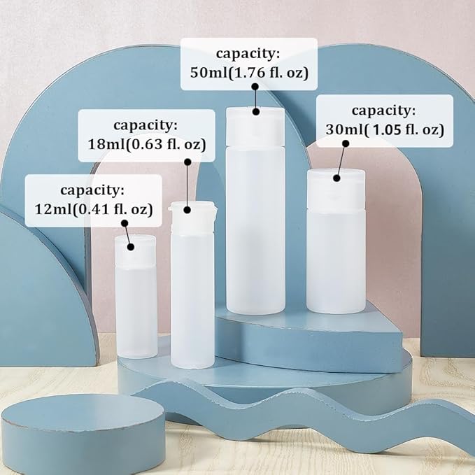 BENECREAT 8 Pack 50ml 1.7oz Clear Squeezable Plastic Sample Flip Cap Bottle Refillable Travel Containers for Makeup Cosmetic Toiletries Liquid