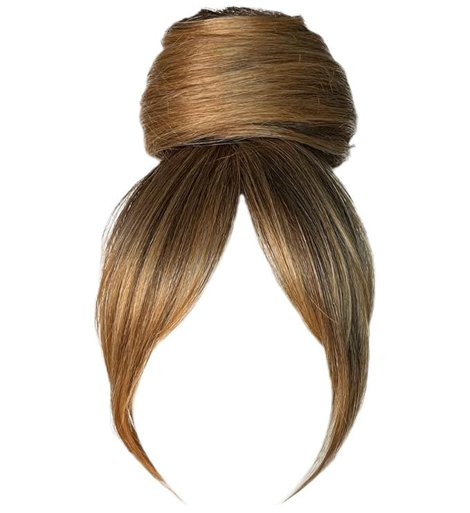 Hairuwear Hairdo Trendy Fringe and Bun Hairpiece With Fashionable Bangs and Side Piece, SS14/88 Rooted Golden Wheat