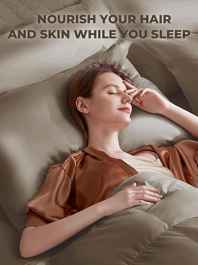 Mulberry Silk Pillowcase for Hair and Skin, SGMSILK 22 Momme Natural Silk Pillow Cases with Zipper, 6A Soft and Smooth Single Sided Pure Silk Pillow Cover (Dark Brown, Standard 20"x26")