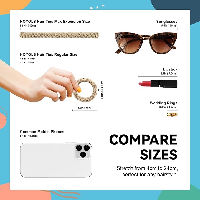 HOYOLS Large Seamless Hair Ties for Thick Hair, Soft Ponytail Holders Bands No Damage Elastics for Women Girls Scrunchies (Autumn Hues Color)