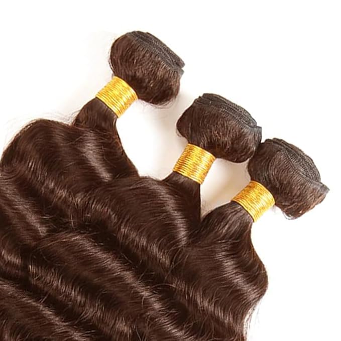30 32 34 Inch Color 4 Bundles Human Hair Chocolate Brown Deep Wave Bundles Niegmeag Peruvian Virgin Soft And Sikly Remy Hair Extensions Brown Color