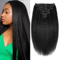 Seamless Clip In Hair Extensions Human Hair Invisible Pu Skin Weft Kinky Straight Seamless Clip Ins For Black Women Real Human Hair Extensions 8pcs With 18clips Per Set 120g (28inch,Natural Black)