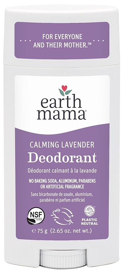 Earth Mama Calming Lavender Deodorant | Safe for Sensitive Skin, Pregnancy and Breastfeeding, Contains Organic Lavender, Calendula and Coconut Oil, No Baking Soda or Aluminum, 2.65-Ounce