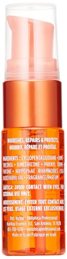 Obliphica Seaberry Leave in Hair Serum for Fine & Medium Hair - Vitamins and Omegas for Frizz Free & Nourished Hair - Hair Serum for Dry Hair and Growth - 0.5 Fl Oz