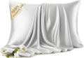 Silk Pillow Cases King - 6A Luxury 100% Mulberry Silk Pillowcase for Hair and Skin - Anti-Wrinkle, Cooling & Smooth, Hidden Zipper - Pillowcases for Sleeping Women, Silver Grey