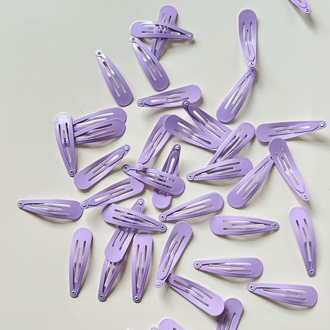 40 Pcs 2 Inch colorful Metal Snap Hair Clips No Slip Hair Barrettes For Women Hair Accessories(Purple)