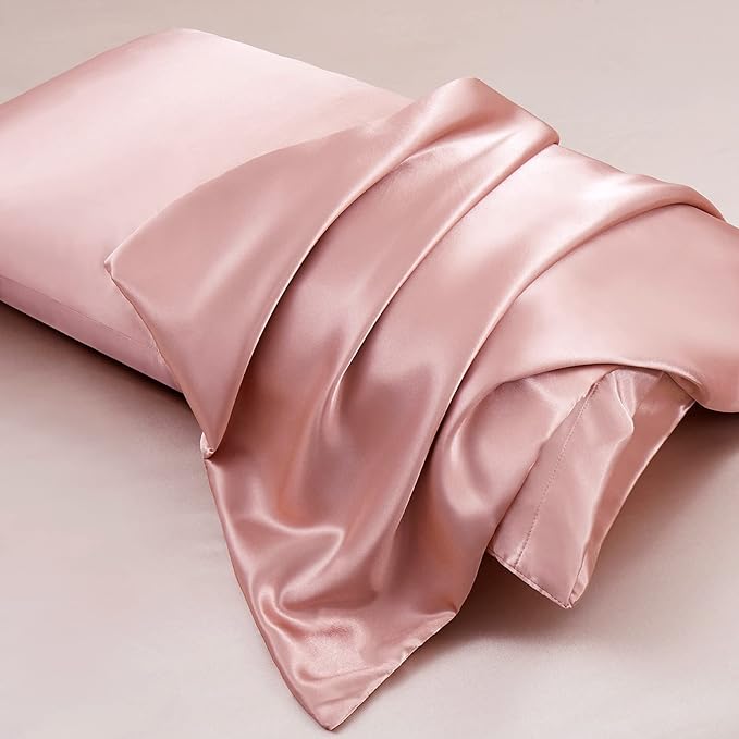 Aormenzy Champagne Satin Pillowcase for Hair and Skin, Satin Pillow Cases for Women Standard Size Set of 2 with Envelope Closure Silky Pillow Covers Wrinkle, Fade Resistant (20x26 Inches)