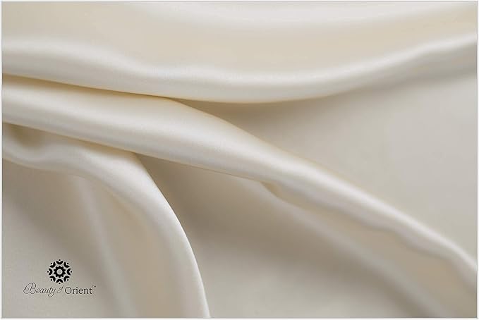 25 Momme Premium Mulberry Silk Pillowcase for Hair and Skin | Handcrafted Hypoallergenic & Anti-Acne Silk Pillow Cases with Zipper | Queen - 20" x 30", Vanilla Ice