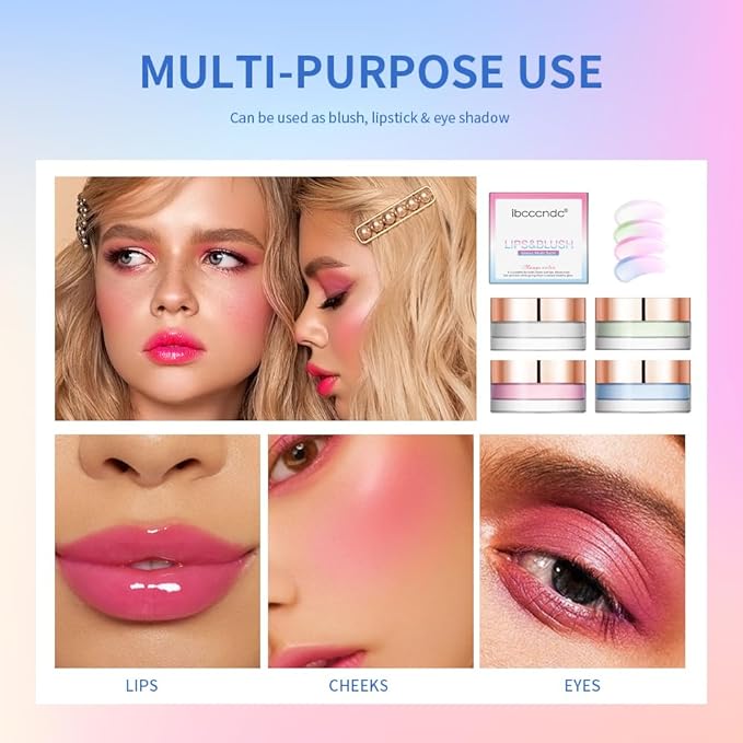 Color Change Blush Clear Liquid Blush Cream Moisturizing Blusher Halo dyeing naturally Blush Rouge Multi-use Makeup Cream For Cheeks Face Lips Waterproof Blush Gel Lip Oil (#1)