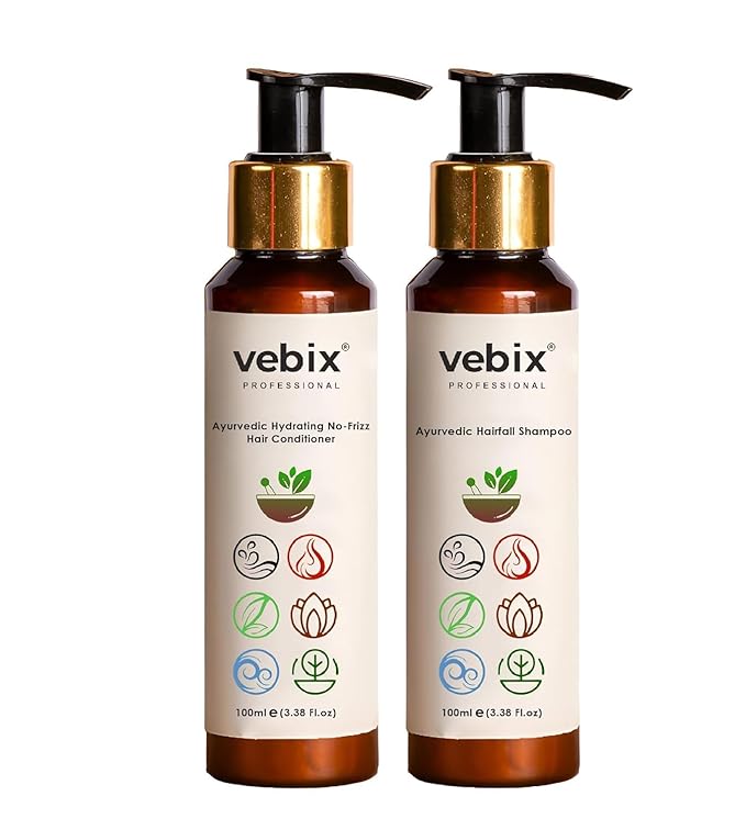 VebixProfessional Customized HairFall Control Regimen All Hair-Ayurvedic 2 Product Kit- Anti Hairfall Shampoo & Hair Keratin Conditioner - All Hair Types, (6.76 Fl.oz)