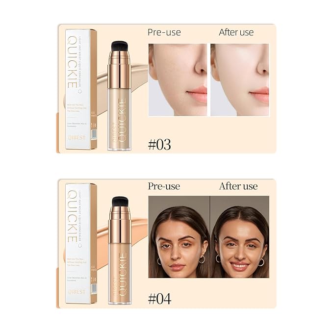 Mattte Liquid Concealer Foundation, Silky Foundation Mist Makeup, Breathable Blendable Lasting Formula, Moisturizing Repairing Makeup Primer, Flawless Smooth Creamy Nude Finish (#04)