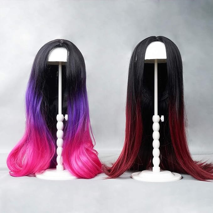 Youngther 2Pcs Wig Stand Adjustable Height Hat Display Portable Folding Wig Head Holders Plastic Wig Stand for Styling Wig Hair Drying Display(2 PCS (PACK OF 2) )(PACK OF 2)