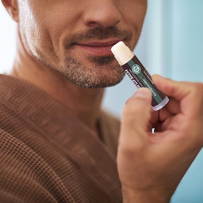 SPF Lip Balm 4-Pack by Earth's Daughter - Lip Sunscreen, SPF 15, Organic Ingredients, Eucalyptus Mint Flavor, Beeswax, Coconut Oil, Vitamin E - Hypoallergenic, Paraben Free, Gluten Free