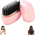 Mini Hair Straightener Brush, Wireless Rechargeable, 3-Speed Temperature Control, Portable for Home and Travel, Black (Pink)