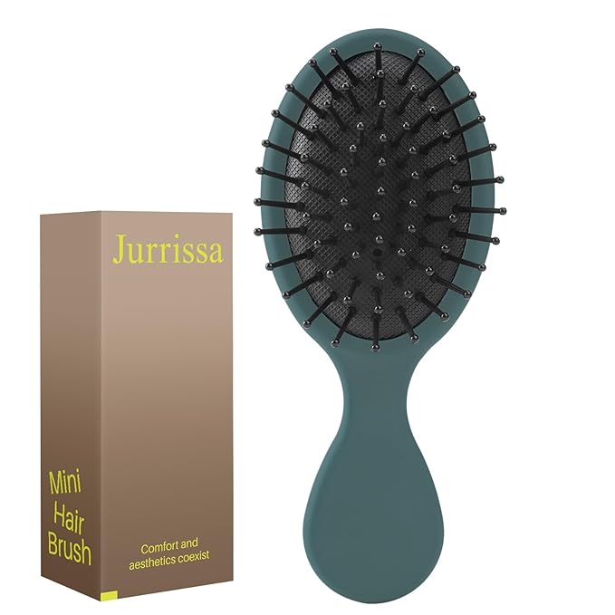 Mini Hair Bursh for Women,girls-Protable Travel Size Hair Brush for Pockets,Purse,backpack-Mini Detangler Brush for All Hair Types,Small Hair Brush for Detangling (1 Pack-Green)