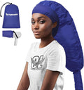 Hair Dryer Bonnet Attachment: Upgraded Extra Large Hooded Dryer Adjustable Hair Dryer Caps - Easy to Use for Natural Curly Textured Hair Care Styling Fast Drying - Dark Blue