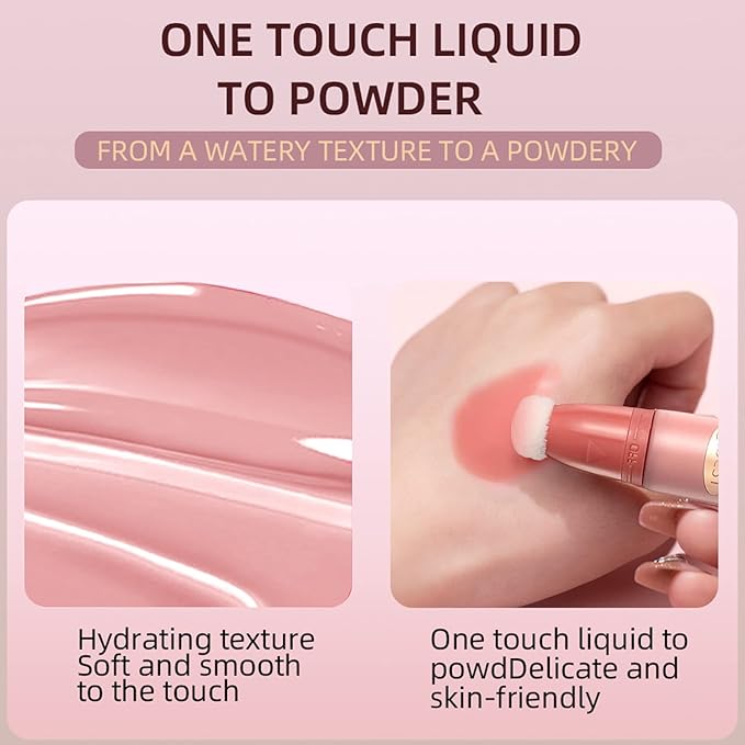Liquid Blush Beauty Wand Matte Cream Blush Stick with Soft Cushion Applicator For Natural Cheek Tint Blendable Lightweight Long Lasting Dewy Finish makeup blush for Face(01 Nude Orange)