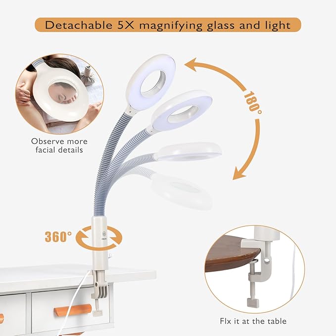 Artist hand Professional Facial Steamer for Face Home Facial Spa with 5X LED Magnifying Lamp Face Steamer Deep Pore Cleansing & Fast Heat Moisturizing Skin Care