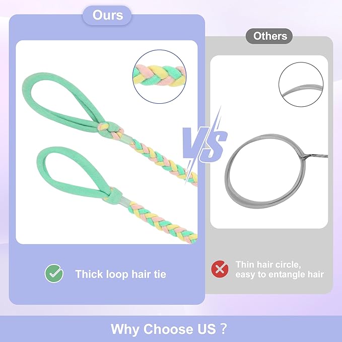 5 Pcs Spiral Hair Ties for Women & Girls, Rip Tie Hair Ties for Longhair, Elastic Braided Ponytail Holder, Tangle-Free, Effortless Styling for Gym, Running, Cycling, Surfing, Sports