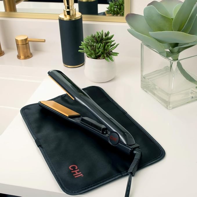 CHI Tourmaline Ceramic Flat Iron, Hair Straightener For An Even & Smooth Finish, 1 1/2" Iron, Onyx Black