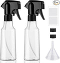 Plastic Spray Bottles 12oz Continuous Spray Bottle Mist Spraying Heavy Duty Empty Water Spray Bottles for Hair, Cleaning Solutions, Plants，Essential Oils 2 Pack (Clear-2pcs)
