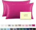 Silk Pillow Cases 2 Pack Soft Breathable and Sliky Standard Size Pillow Cases Set of 2,Natural Mulberry Satin Silk Pillowcase with Hidden Zipper for Hair and Skin (Hot Pink,20"X 26",2pcs)