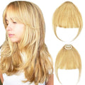 ORIGEN Clip in Bangs Real Human Hair Clip on Wispy Bangs Fringe with Temples Hairpieces Fake Front Bangs Extensions for Women Ash Blonde Color