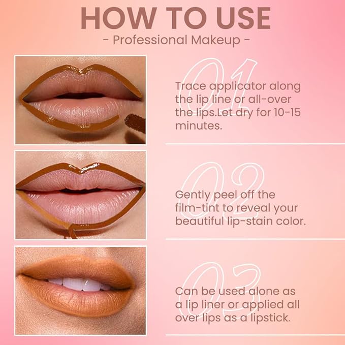 Matte Liquid Lip Stain Peel Off Lip liner Tattoo, Orange Red Matte Peel Off Lip Stain, Long Lasting Waterproof Lipstick Lip Gloss Stain, Transfer-proof for All Skin Types, 0.12 fl oz 07#