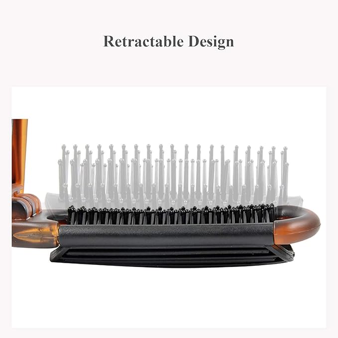 3-Pack Travel Hair Brush for Women, Mini Folding Hair Brush for Wet & Dry, Ultrasoft Small Pocket Mirror Brush for All Hair Types