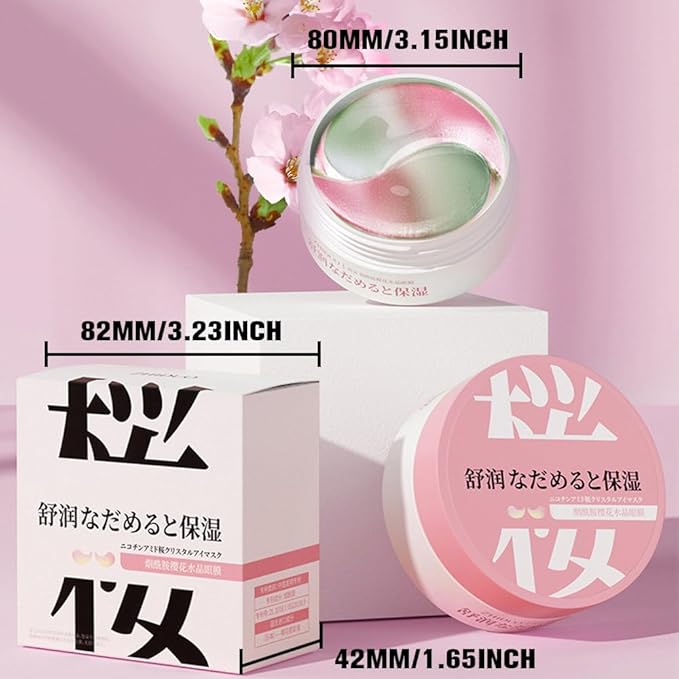 Under Eye Patches for Dark Circles, 30 Pairs Retinol Collagen Eye Gels Mask, Eye Patches for Dark Circles and Puffiness, Anti Aging Moisturizer For Women Gift, Crystal Cherry Blossom Color Eye Masks