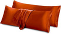 Aormenzy Satin Body Pillow Cover Set of 2, 20x54 Inches Burnt Orange Body Pillow Case for Adults, Silky Soft & Cooling Body Pillow Pillowcase with Envelope Closure