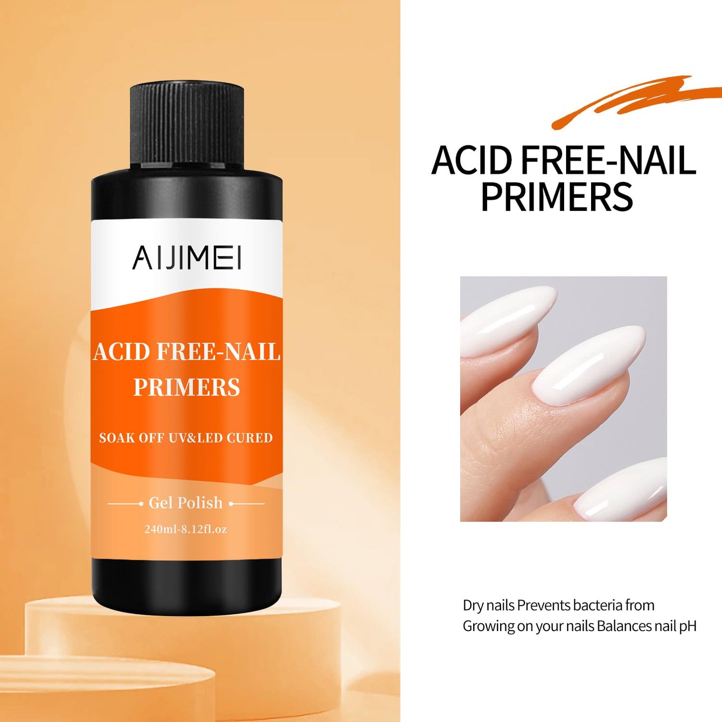 AIJIMEI 240ml Nail Primer for Gel Polish Nail Primer for Stronger Nails, Nail Care Compatible with All Polishes Nail Art Enhance Adhesion and Extend Gel Manicure Wear 8 Fl Oz