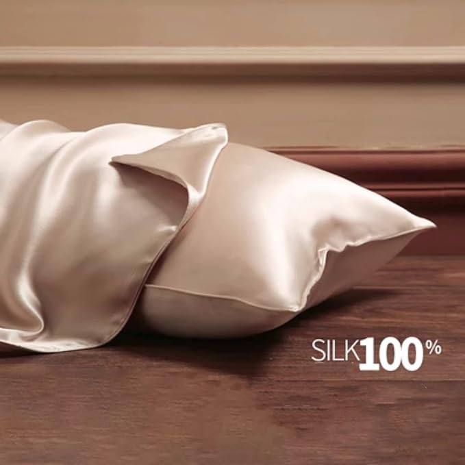 Premium Silk Pillow Cases King with Zipper Made in USA, Oeko-TEX Certified Real Mulberry Silk Pillowcase Beige for Hair and Skin, 22 Momme, Anti Wrinkle Pillow Cover, 1 Pack 20"x36" (King, Beige)