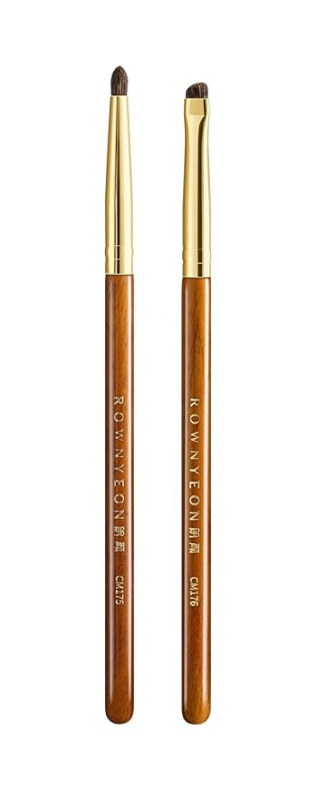 Desert Oak Series Aegyo-Sal Brush Duo - Under-Eye Highlight & Contour Set with Pony Hair, Bubinga Handle (CM175 + CM176)