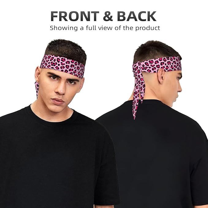 Men's Women Pink Cheetah Leopard Print Sports Sweatband Multipurpose Novelty Head Ribbon Headdress for Yoga Athletic Spa