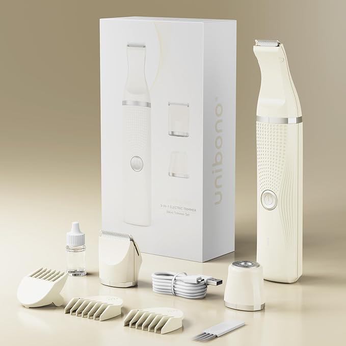 3-in-1 Electric Razor for Women - Waterproof Bikini Trimmer,Rechargeable Electric Shaver for Lady,Pubic Hair Trimmer Women,Personal Trimmer Groomer for Body Hair (Cream, LY)