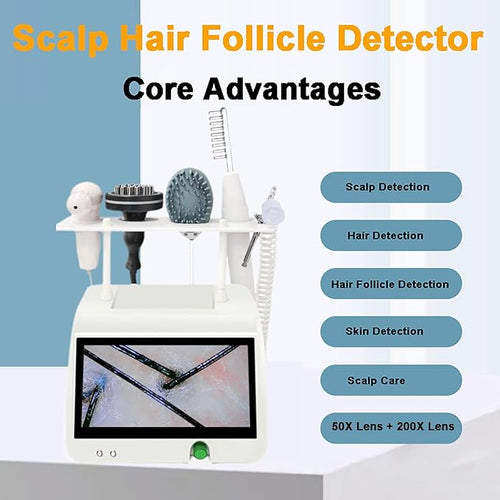 5 in 1 Scalp Skin Hair Follicle Scalp Detector, Multifunction Hair Analyzer Hair Care Machine, 50X 200X Lens Scalp Health Detection for Home Salon Beauty Salon