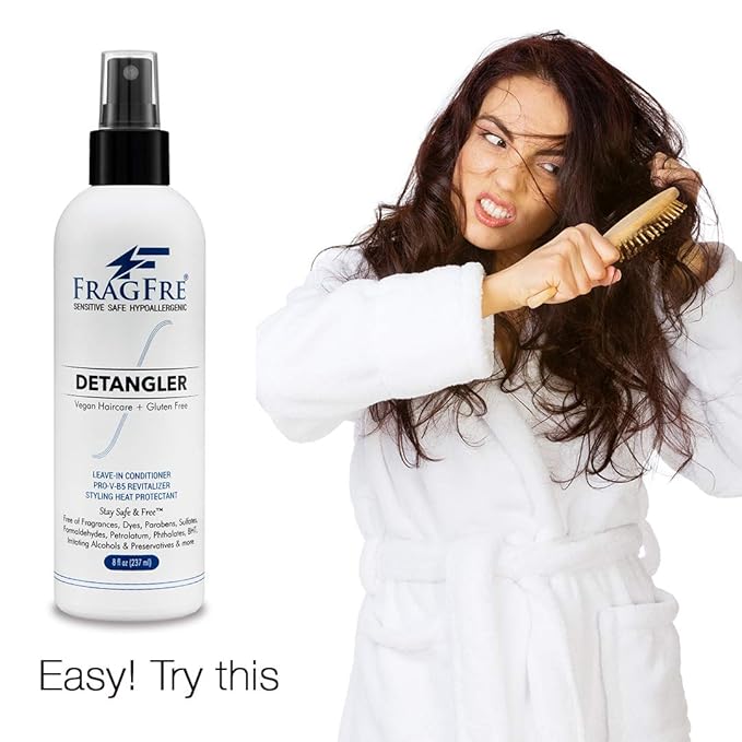 Detangler 8 oz (2-Pack Gift Set) - Fragrance Free Hypoallergenic Parabens Free - Hair Detangler Leave-in Conditioner for Sensitive Skin - Styling Heat Protectant - Vegan Cruelty/Gluten Free