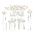 Pearl Hair Combs and Hair Pins for Bridal Women, Decorative Hair Accessories for Wedding Prom, Set of 5 (Silver)